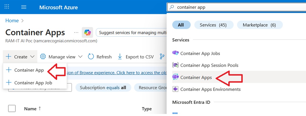 Search Container Apps