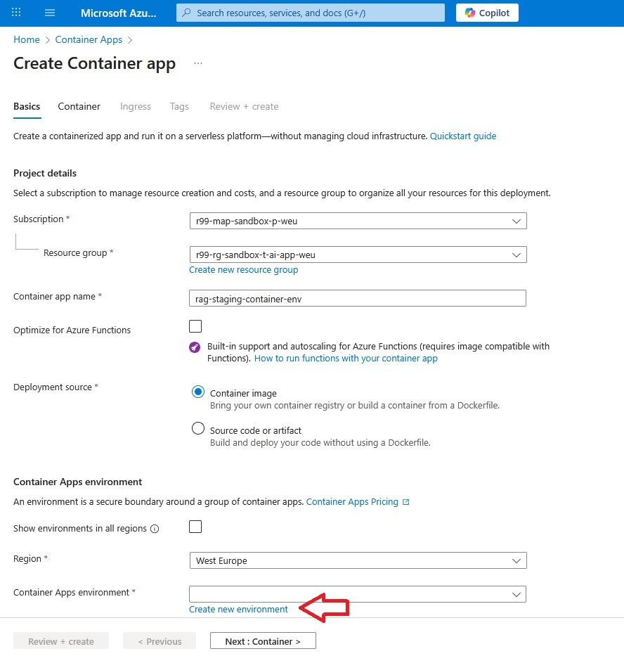 Create Container App
