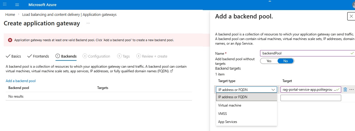 App Gateway subnet requirement