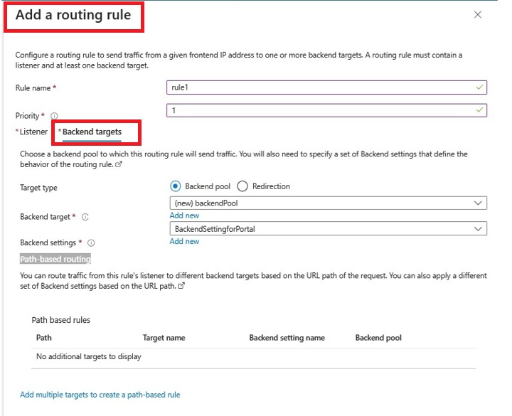 Routing  rule BackendTarget