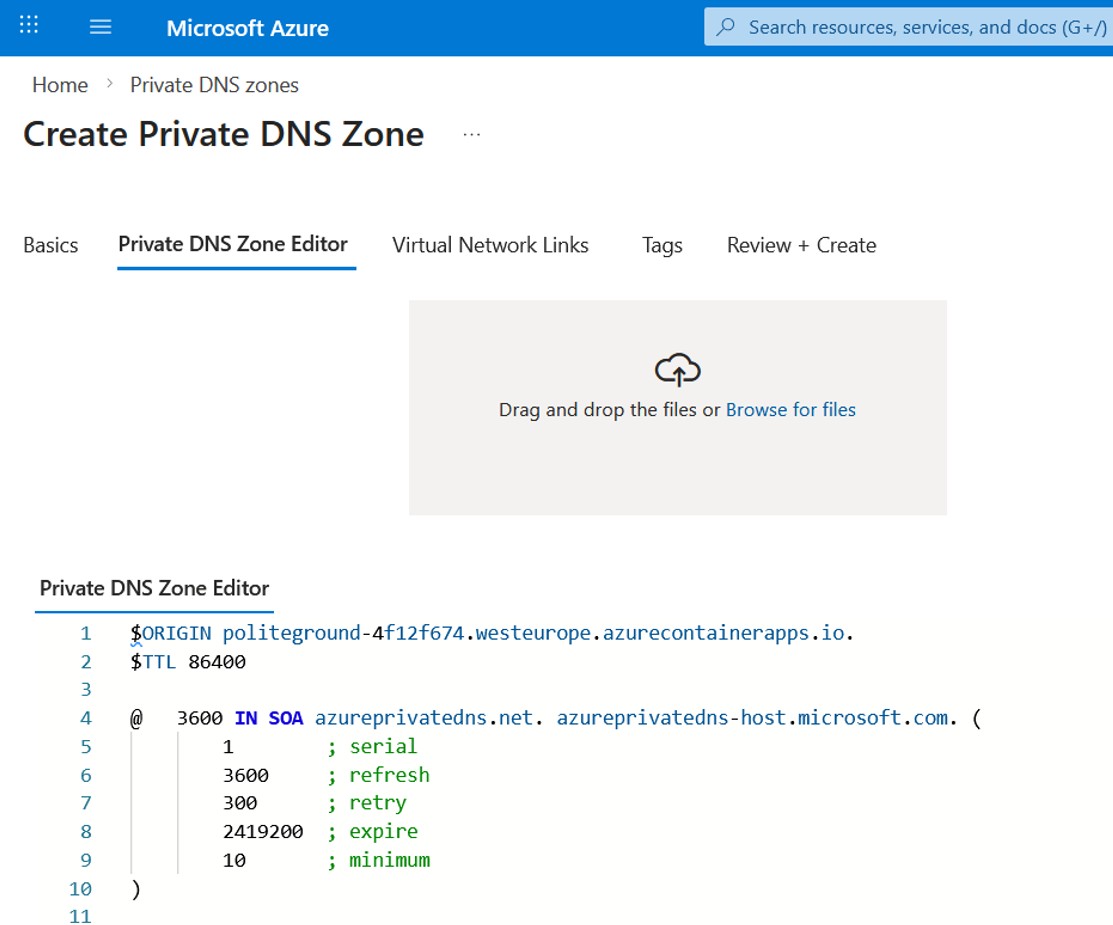 Create Private DNS zone