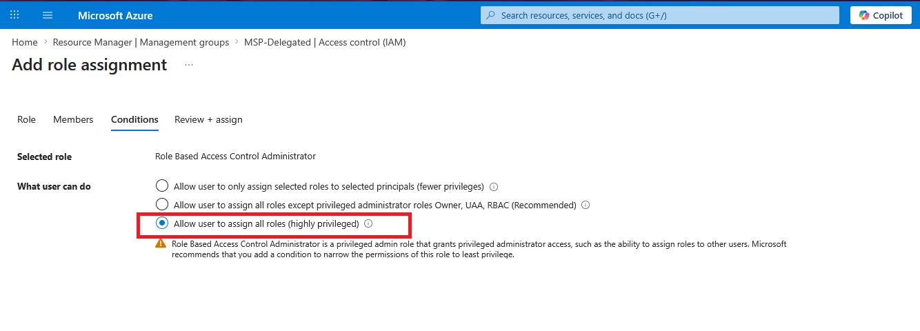 Management group role assignments