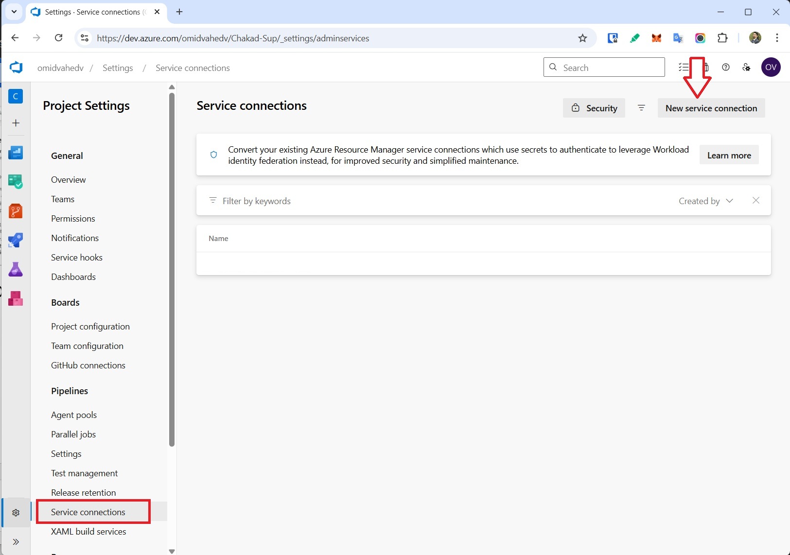 Create service connections