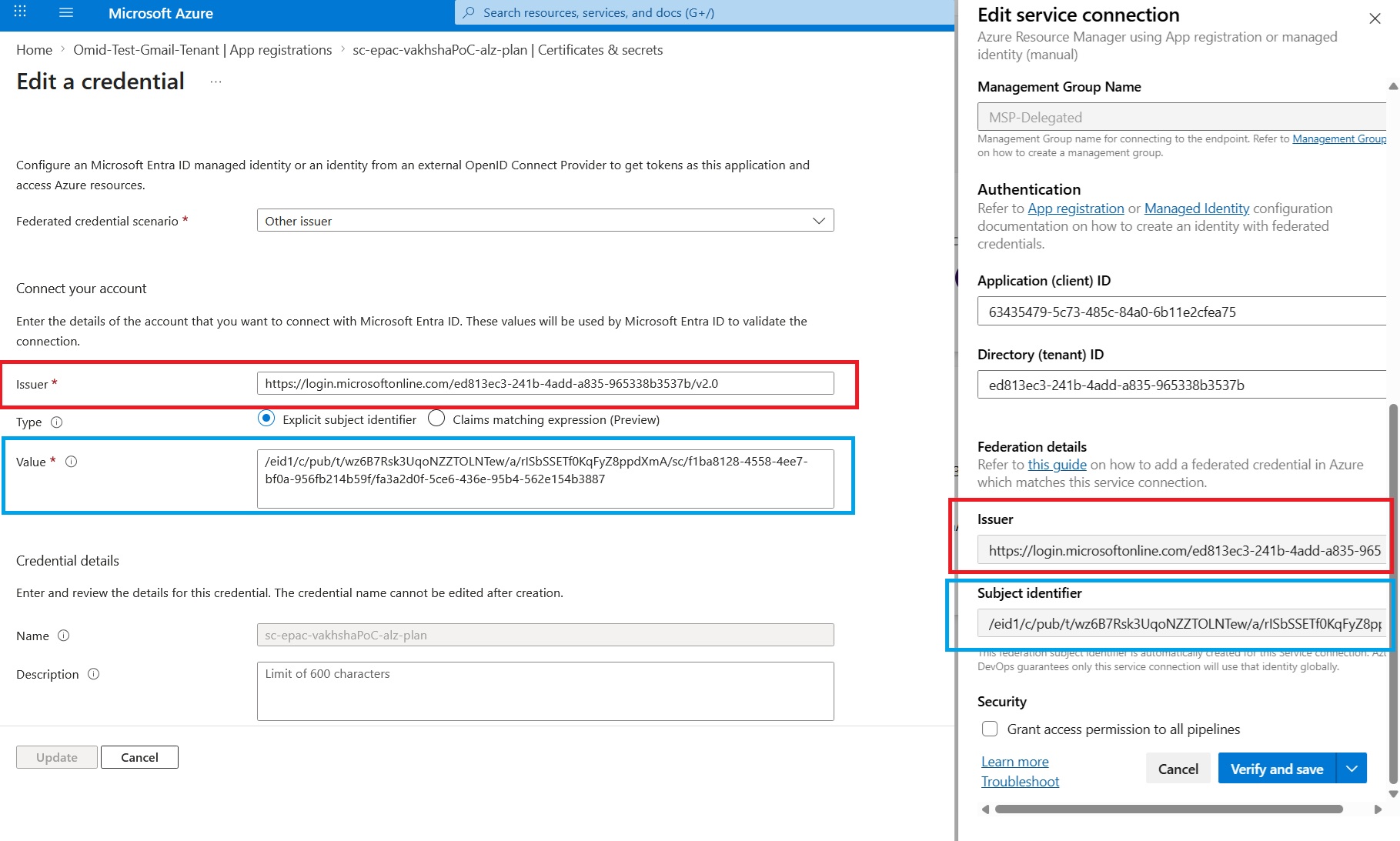 Issuer and subject identifier mapping