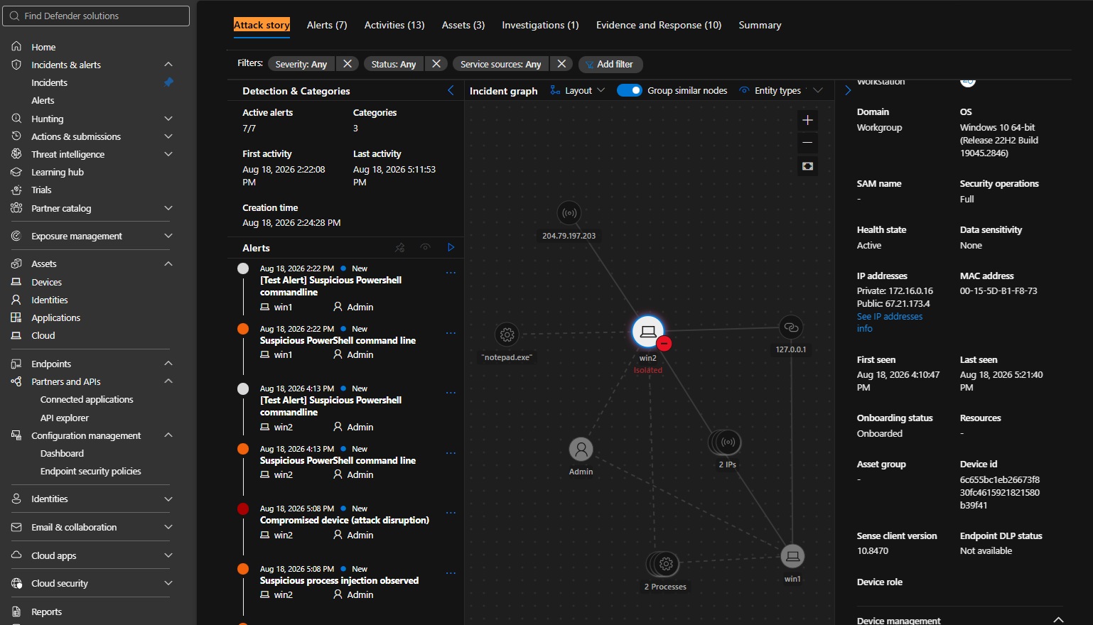 Microsoft Defender for Endpoint attack story and incident response workflow