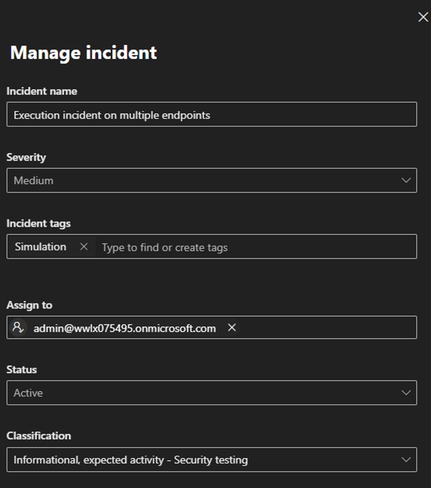 Final classification details in the incident workflow