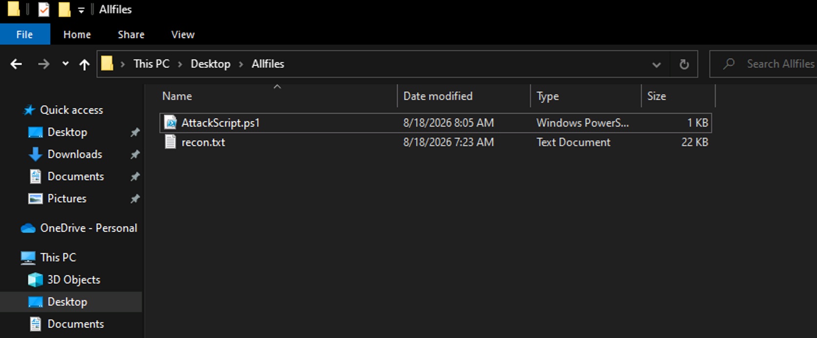 Attack simulation files used in the lab