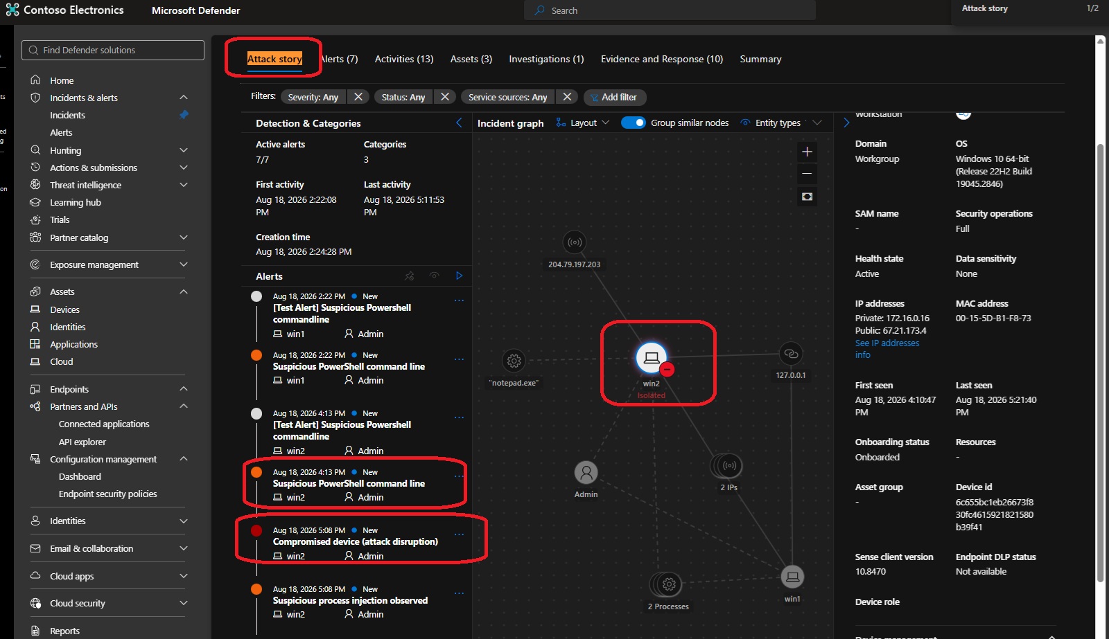 Final incident graph with device isolation shown